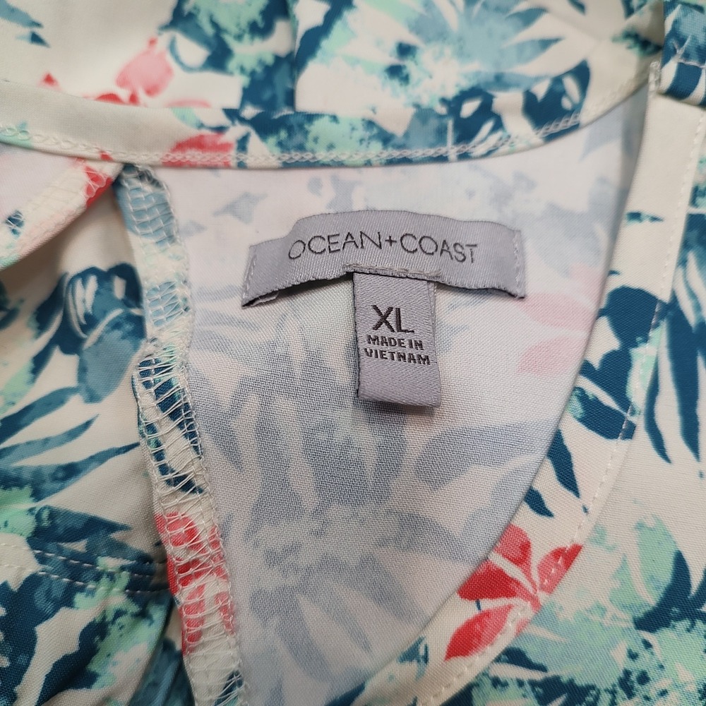 Ocean Coast Women Tropical Sleeveless Dress Coverup Sz XL Drawstring Pockets - Picture 5 of 7